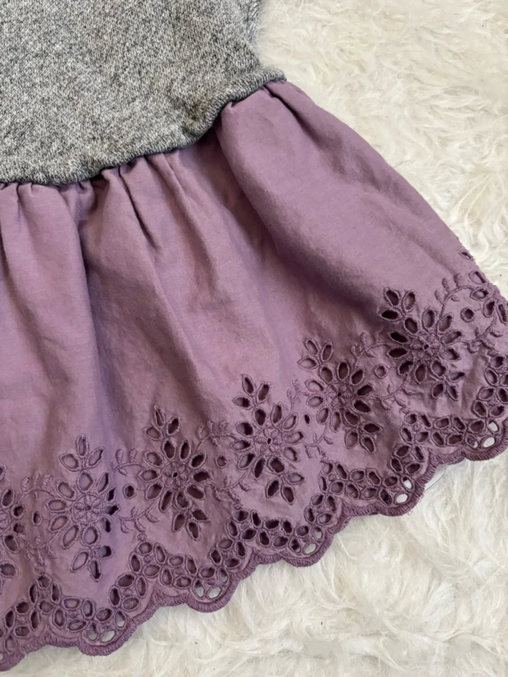 Baby GAP Gray Knit Top with Lavender Eyelet Skirt Dress
